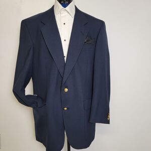 Hart Schaffner Marx Jack Nicklaus Mens Navy Blue Gold Buttons Sports Blazer 42L